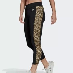 Adidas aeroready leopard print leggings 7/8 women's leggings Small